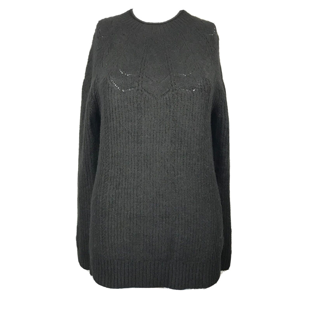 Talbots Petite Sweater Womens Sz SP Black Wool Alpaca Knit Pullover Funnel Neck